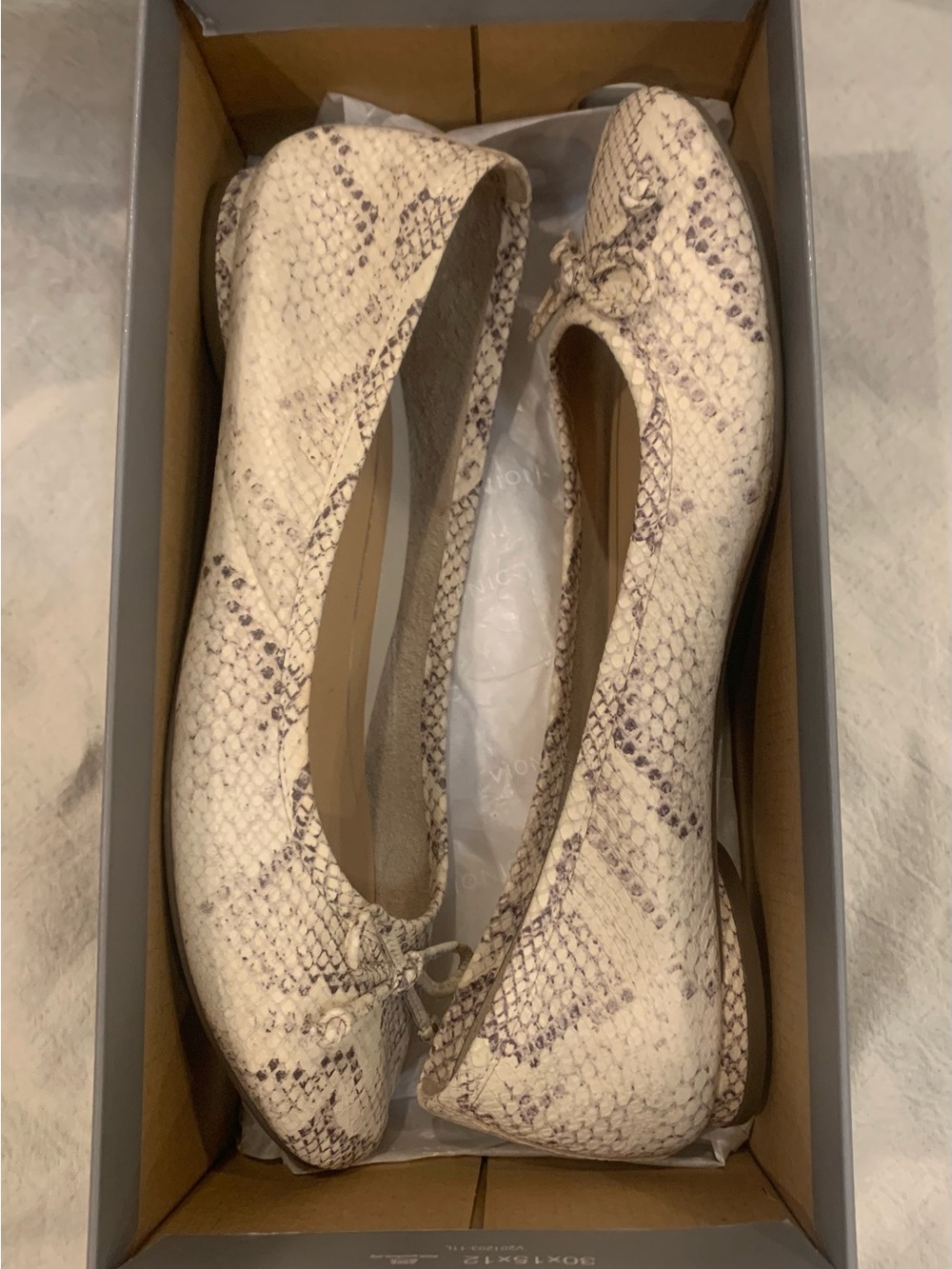 Vionic Callisto Ballet Flats Cream Embossed Snake Skin Leather Orthotic - Picture 6 of 14